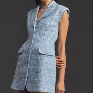 MAEVE by Anthropologie Blue Tweed Blazer Dress